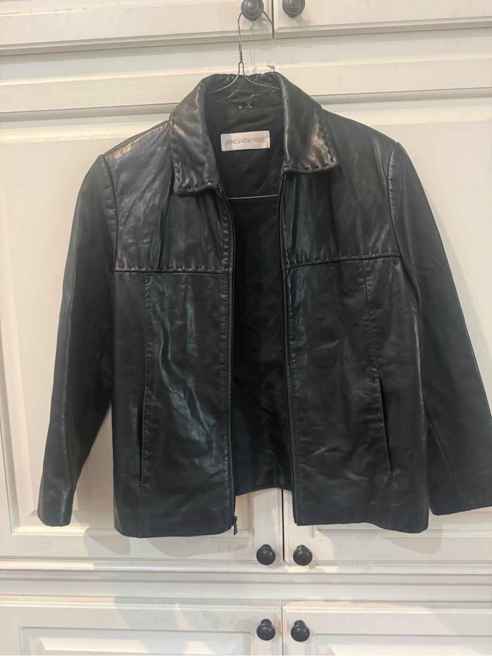 Jones New York Black Leather Jacket medium
